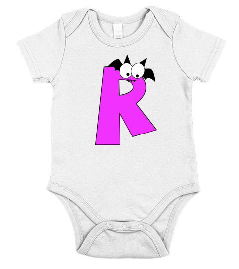 Halloween Alphabets Clipart R Short Sleeve Baby One-Piece
