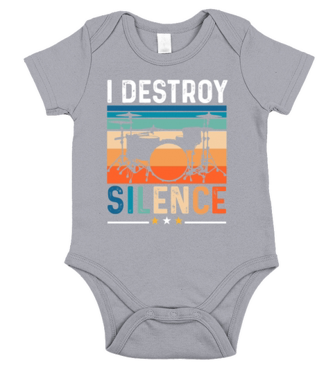 I Destroy Silence Drummer Percussionists Musicians Short Sleeve Baby One-Piece