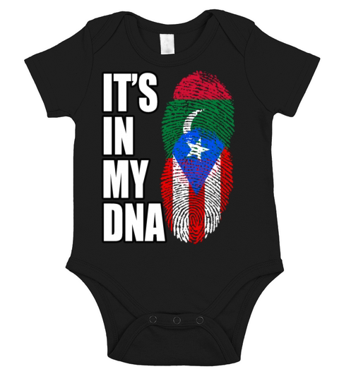 Maldivian And Puerto Rican Mix Heritage DNA Flag Short Sleeve Baby One-Piece