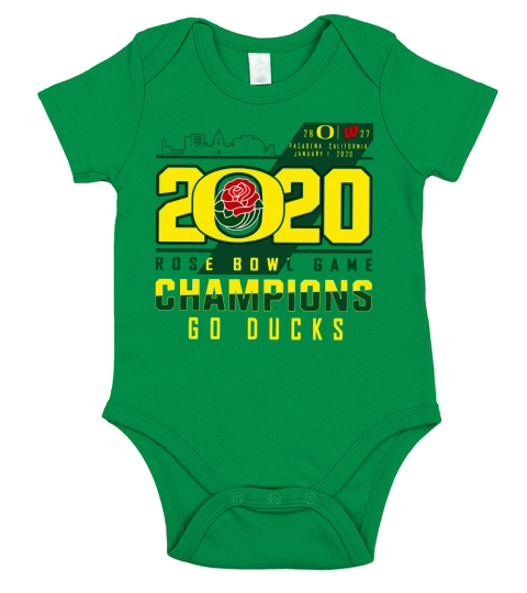 Oregon Ducks 2020 Rose Bowl Game Champions Goducks shirt Short Sleeve Baby One-Piece