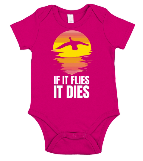 Retro Bird Hunting If It Flies It Dies Short Sleeve Baby One-Piece