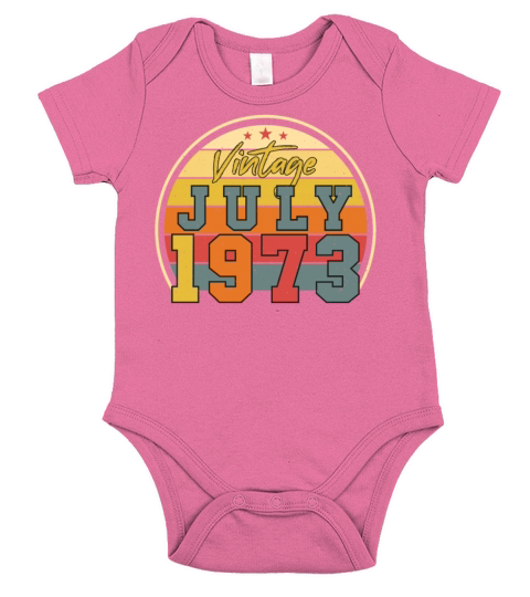 Retro July 1973 Short Sleeve Baby One-Piece