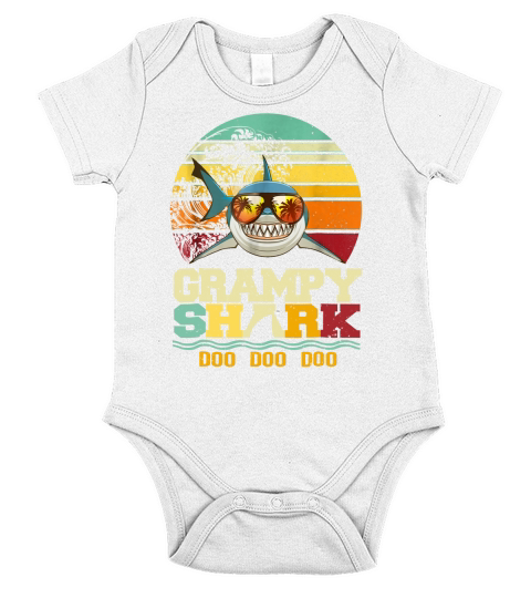 Retro Vintage Grampy Shark T Shirt Doo Doo Doo Short Sleeve Baby One-Piece