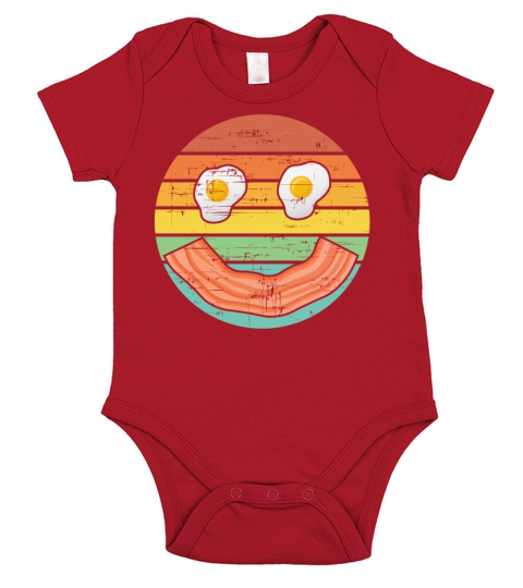 Vintage Bacon Smile With Eggs Short Sleeve Baby One-Piece