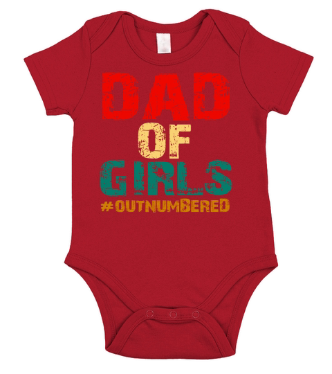 Vintage Dad of girls #outnumbered shirth Short Sleeve Baby One-Piece