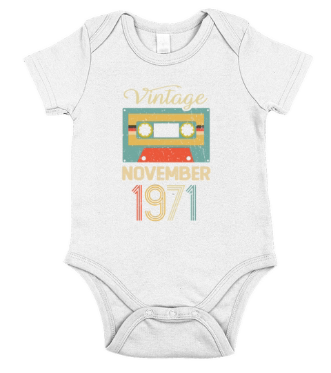 Vintage November 1971 50th Birthday 50 Year Gift Short Sleeve Baby One-Piece