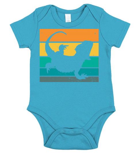 Vintage Retro Bearded Dragon Short Sleeve Baby One-Piece