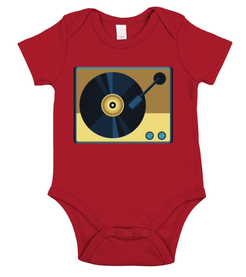 Vinyl Record Player Sketch Drawing Band Retro Vint Short Sleeve Baby One-Piece