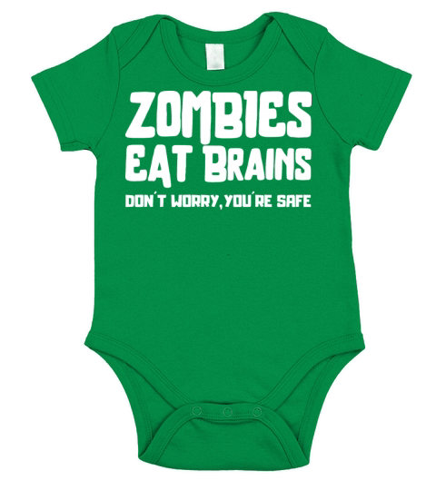 Zombies Eat Brain Sarcastic Humor Halloween Short Sleeve Baby One-Piece