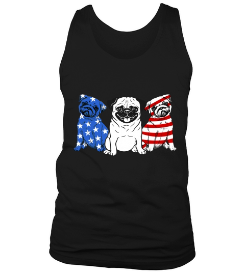 3 Pug American Flag 4th of July Dog Lover shirt Tank Top Unisex