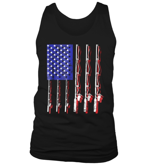 fishing flag shirt funny patriotic fathers day 4th of july Tank Top Unisex