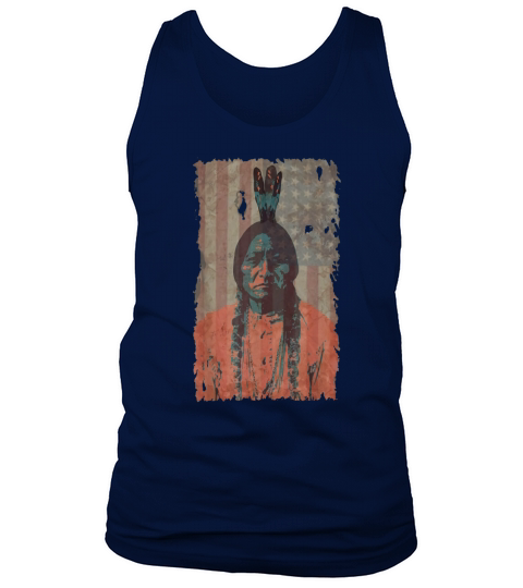 Native American Warrior USA Flag Retro shirt Tank Top Unisex
