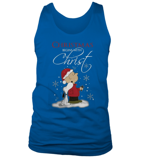 Snoopy and Charlie Christmas begins with Christ Tank Top Unisex