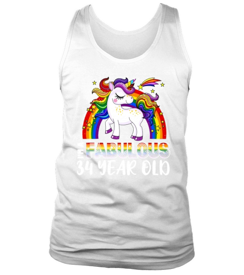 Unicorn Age 34 Years Gay Pride LGBT Pride Month Tank Top Unisex