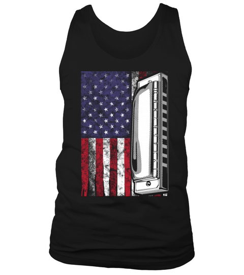 Vintage American Flag Harmonica Player Tank Top Unisex