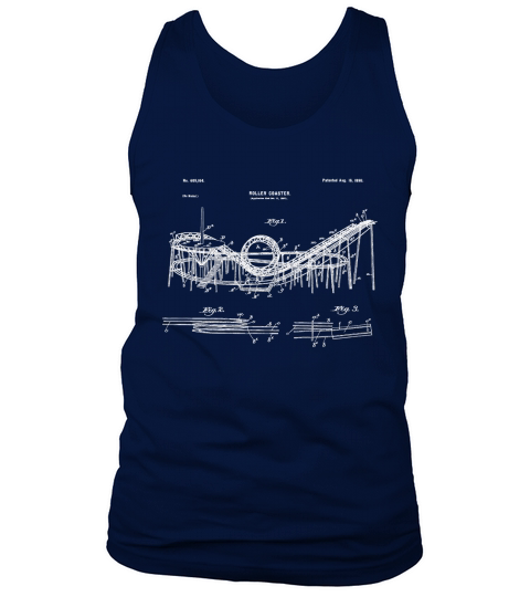 Vintage Wooden Roller Coaster Blueprint Shirt - Crazy Scary Tank Top Unisex