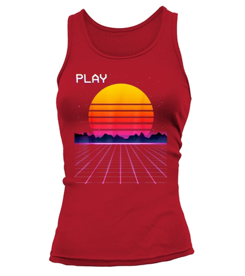 80s Neon Grid Sunset Vaporwave Synthwave Outrun T-Shirt Tank top Woman