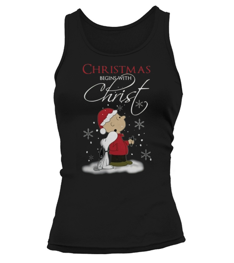 Snoopy and Charlie Christmas begins with Christ Tank top Woman