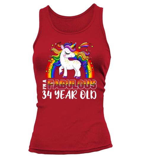 Unicorn Age 34 Years Gay Pride LGBT Pride Month Tank top Woman