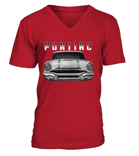 1956 Pontiac Front White V-Neck T-shirt