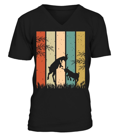 Colorsplash Retro Vintage Goat V-Neck T-shirt