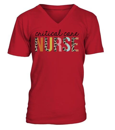 Critical-Care Nurse Leopard Print Registered RN V-Neck T-shirt