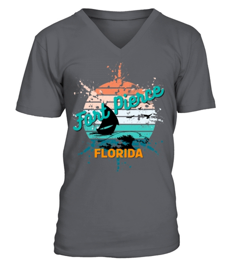 Fort Pierce Florida Retro Vintage Exploding Sunset V-Neck T-shirt