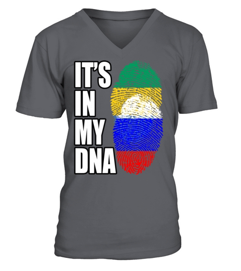 Gambian And Russian Mix Heritage DNA Flag V-Neck T-shirt