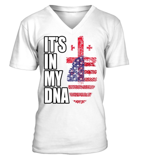 Georgian And American Mix Heritage DNA Flag V-Neck T-shirt