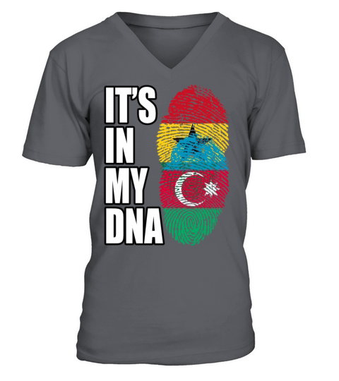 Ghanaian And Azerbaijani Mix Heritage DNA Flag V-Neck T-shirt