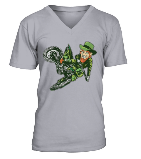 Great Motocross St Saint Patrick’s Mx Day Leprechaun Dirt Bike V-Neck T-shirt