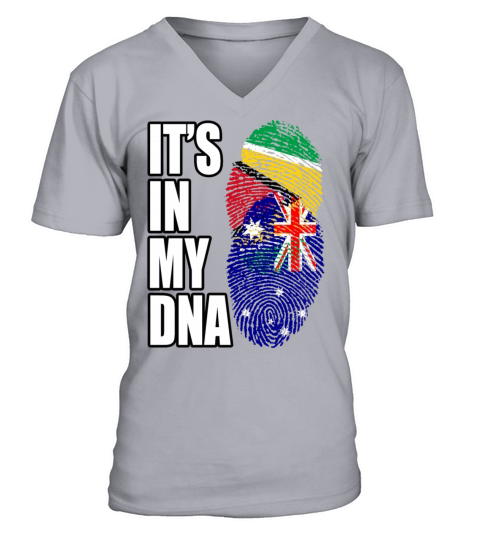 Guyanese And Australian Mix Heritage DNA Flag V-Neck T-shirt
