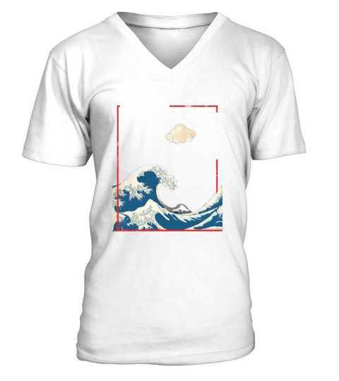 Japanese Chinese Vintage Waves V-Neck T-shirt