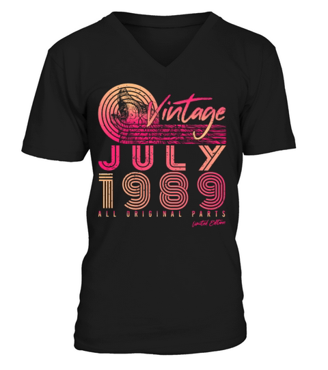 July 1989 Birthday Greeting V-Neck T-shirt