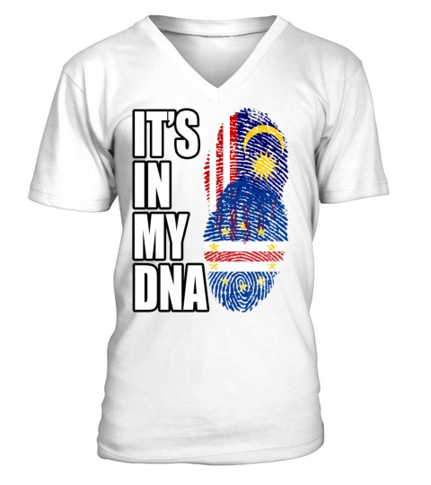 Malaysian And Cabo Verdean Mix Heritage DNA Flag V-Neck T-shirt