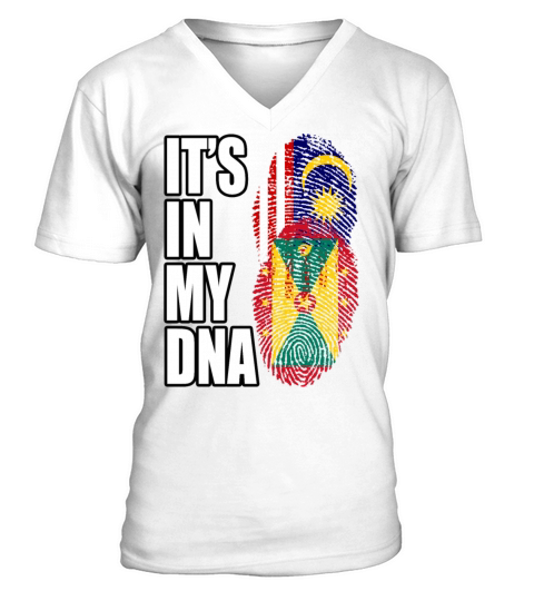 Malaysian And Grenadian Mix Heritage DNA Flag V-Neck T-shirt