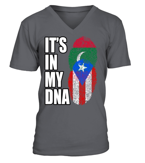 Maldivian And Puerto Rican Mix Heritage DNA Flag V-Neck T-shirt