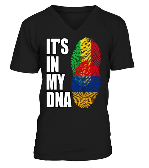 Malian And Armenian Mix Heritage DNA Flag V-Neck T-shirt