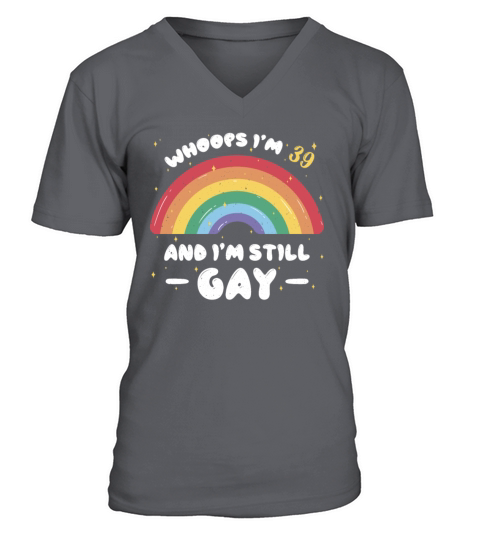 Rainbow Age 39 Years Gay Pride LGBT Pride Month V-Neck T-shirt