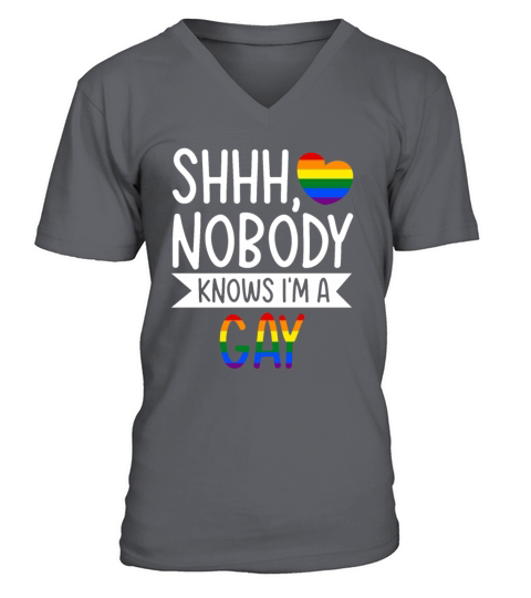 Shhh Nobody Knows I m a Gay Tee LGBTQ Gay Pride V-Neck T-shirt