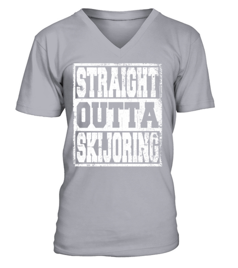 Skijoring Saying funny V-Neck T-shirt