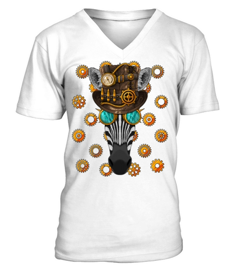 Steampunk Zebra Medieval Victorian Steam Powered A V-Neck T-shirt