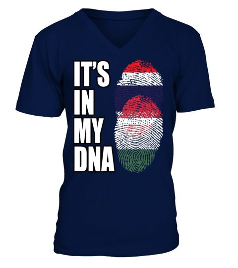 Thai And Hungarian Vintage Heritage DNA Flag V-Neck T-shirt