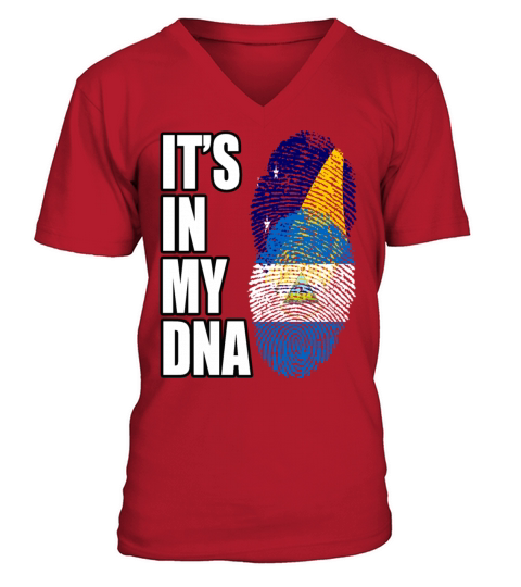 Tokelauan And Nicaraguan Mix Heritage DNA Flag V-Neck T-shirt