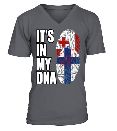 Tongan And Finland Mix Heritage DNA Flag V-Neck T-shirt