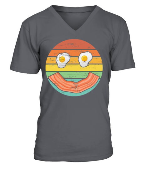 Vintage Bacon Smile With Eggs V-Neck T-shirt