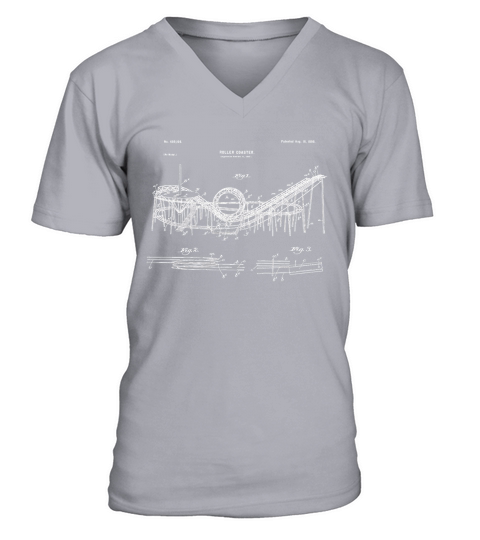 Vintage Wooden Roller Coaster Blueprint Shirt - Crazy Scary V-Neck T-shirt