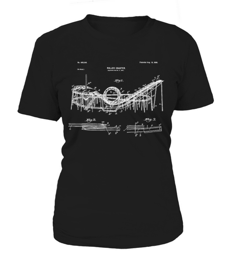 Vintage Wooden Roller Coaster Blueprint Shirt - Crazy Scary Women's T-Shirt