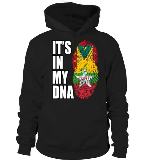 Grenadian And Burmese Mix Heritage DNA Flag Hoodie Unisex