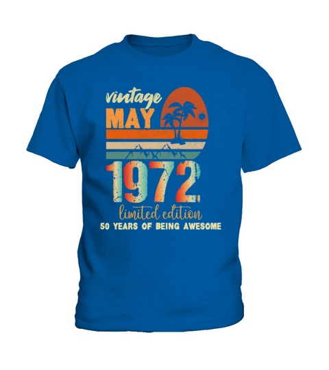 funny Birthday Decoration May 1972 50 Years retro Kids T-Shirt